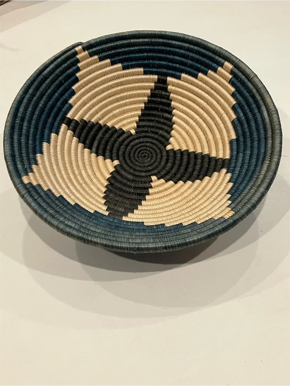 Handwoven Pictorial Wall Basket in Greens  & Cream